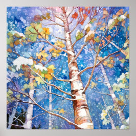 Winterdruck, Schneebäume, Winterwunderland Poster