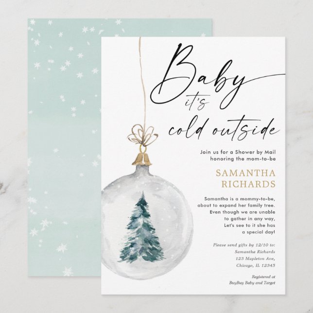 Winterdusche nach Mail geschlechtsneutrale Babydus Einladung (Vorne/Hinten)