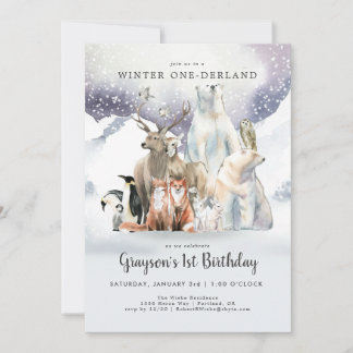 Wintereinladung zum ersten Geburtstag