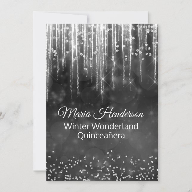 Wintereis Quinceanera Geburtstag Einladung (Vorderseite)