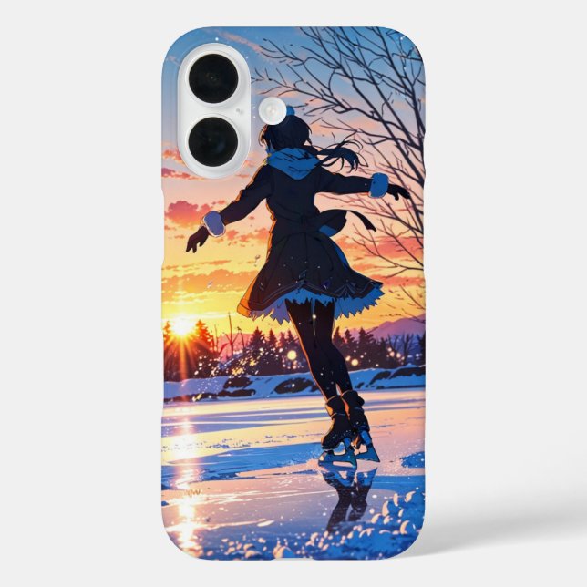Wintereis-Skater iPhone 16 Hülle (Rückseite)