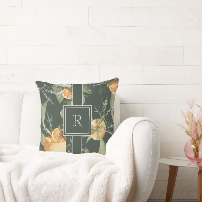 Wintereleganz: Watercolor-Reversible Monogramm Kissen (Liege)