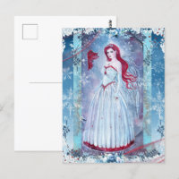 Winterengel mit Kardinal-Fantasie-Kunstdruck