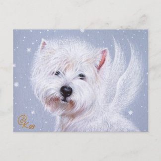 Winterengel (Westie) Postkarte