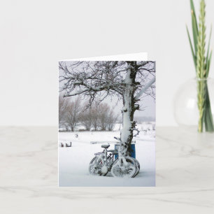Winterfahrräder in schneeweißen Notecards Karte