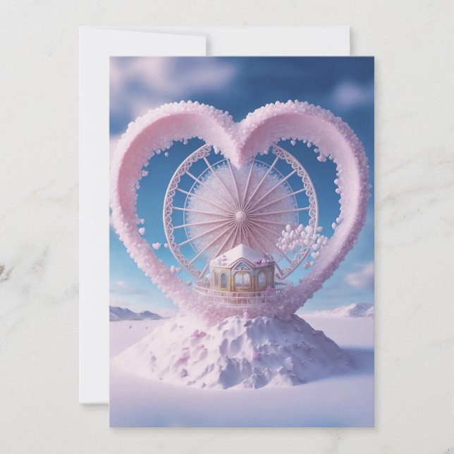 Winterfantasy: Snowy Miracle Heart Wedding Einladung (Vorderseite)