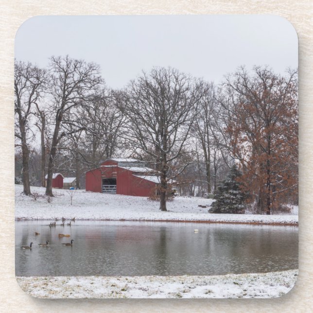 Winterfarm Pano Untersetzer (Vorderseite)