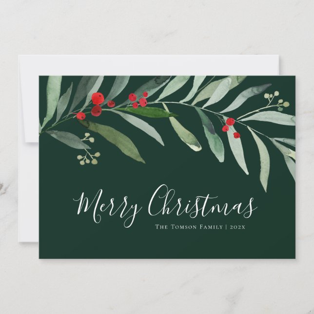 Winterfarn frohe Weihnachtskarte Feiertagskarte (Vorderseite)