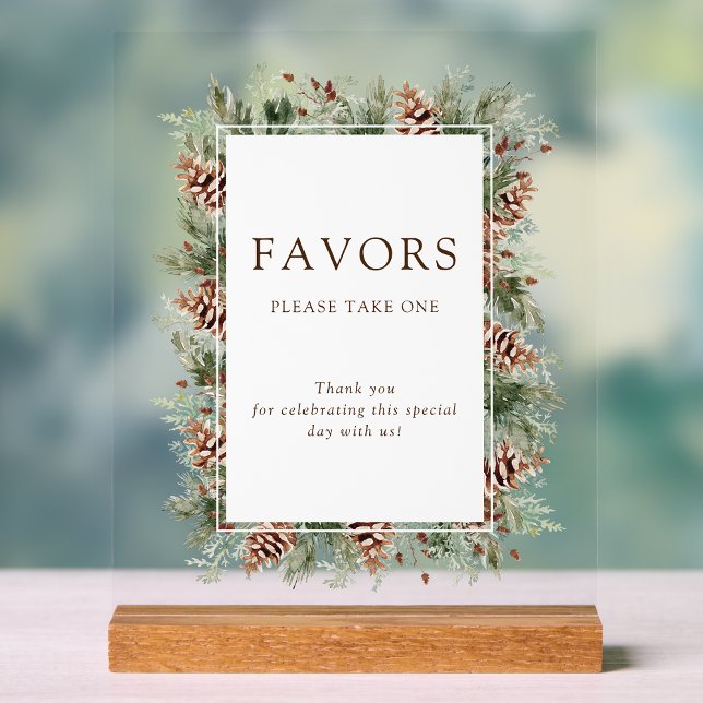 Winterfavoriten Akryllisches Zeichen Acrylschild (Pine Forest Winter Favors Acrylic Sign by Painted Paperie)