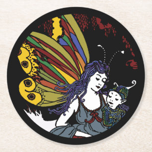 Winterfeen Runder Pappuntersetzer