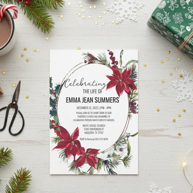 Winterfeier Weihnachten in Poinsettia Einladung (Von Creator hochgeladen)