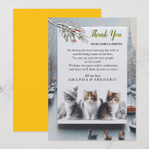 Winterfeiern im Schnee, mit Kätzchen Einladung