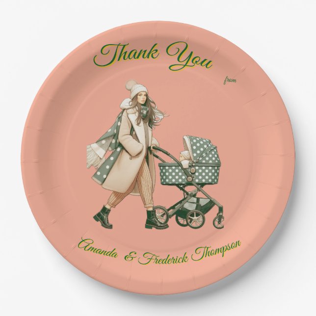 Winterfeiern im Schnee, mit Kätzchen Pappteller (Vorderseite)