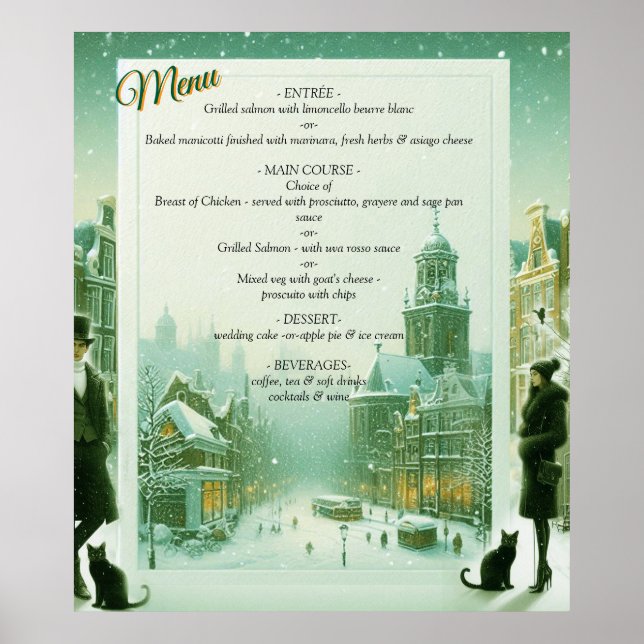 Winterfeiern im Schnee, mit Kätzchen Poster (Vorne)