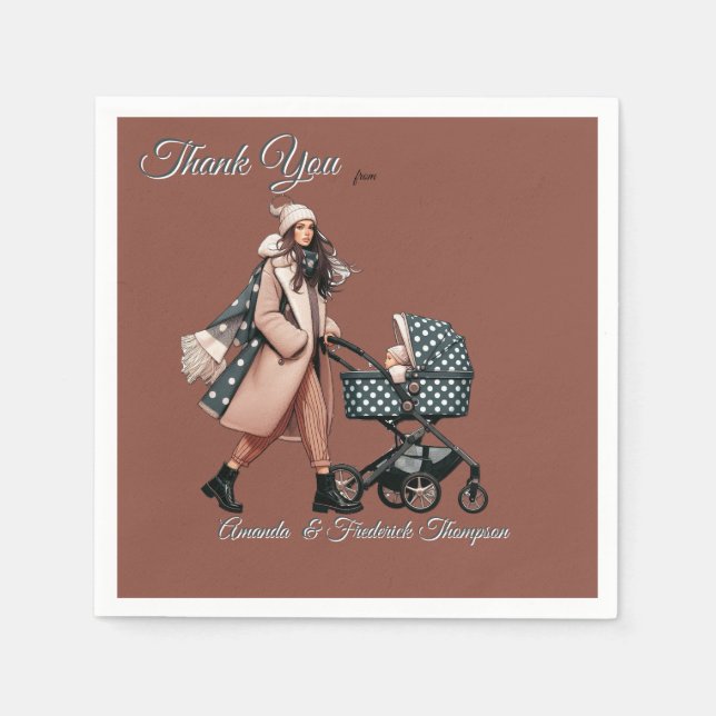 Winterfeiern im Schnee, mit Kätzchen Serviette (Vorderseite)