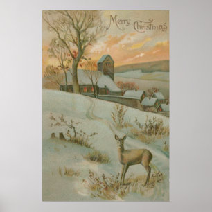 Winterfeld Hirschkirchenschnee Poster