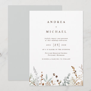 Winterfeld Wildblumen Botanische Hochzeit Einladung
