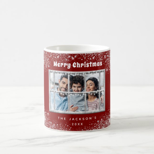 Winterfenster aus rotem Silber-Foto Kaffeetasse (Mittel)