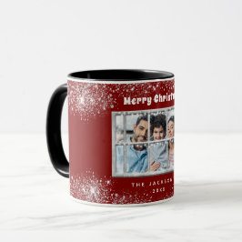 Winterfenster aus rotem Silber-Foto Tasse
