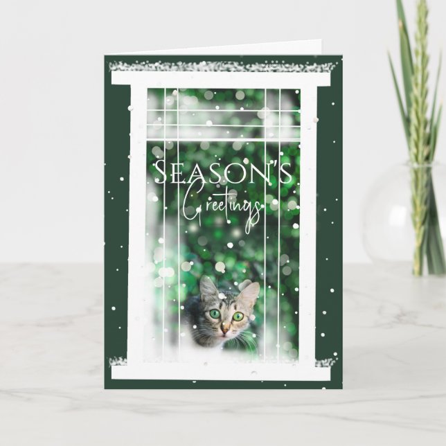 Winterfenster mit Niedlicher Weihnachtskarte für d Karte (Vorderseite)