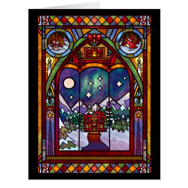 Winterfenster-Weihnachtskarte (Vorderseite)