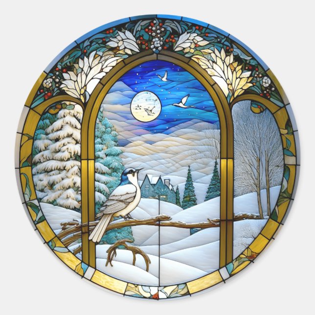 Winterfensteraufkleber Runder Aufkleber (Vorderseite)