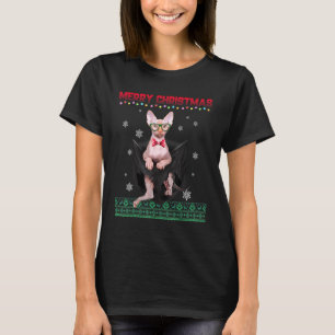 Winterferien Genie Sphynx Katze Weihnachten Santa T-Shirt
