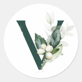 Winterferien MONOGRAM-Weißbeeren Runder Aufkleber