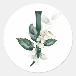 Winterferien MONOGRAMM weiße Beeren Runder Aufkleber