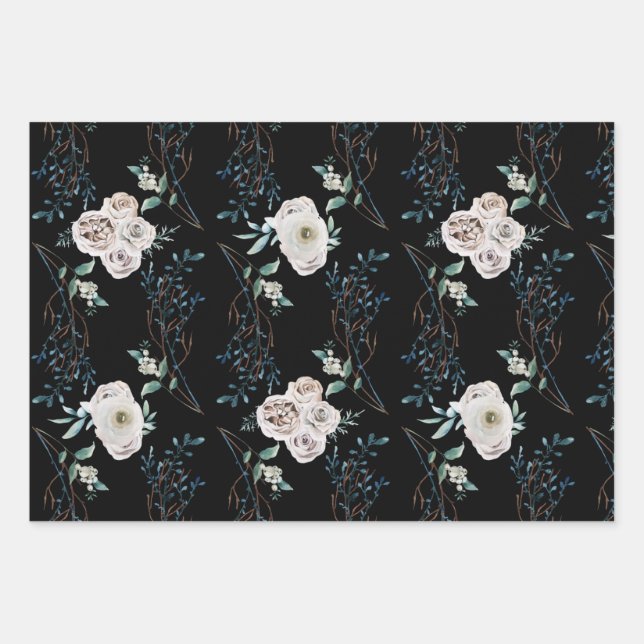 Winterferien-Rose Geschenkpapier Set (Vorderseite)