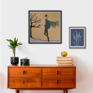 Winterferien Schnee Wetter Glamour Mode Kunst Poster