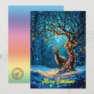 Winterfest niedliches Reh Weihnachtswald Einladung