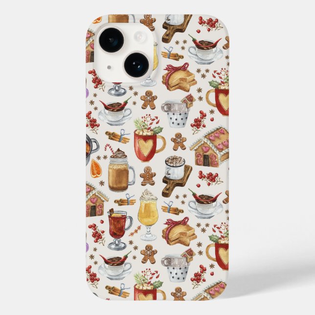 Winterfeste Getränke und Desserts Case-Mate iPhone 14 Hülle (Rückseite)