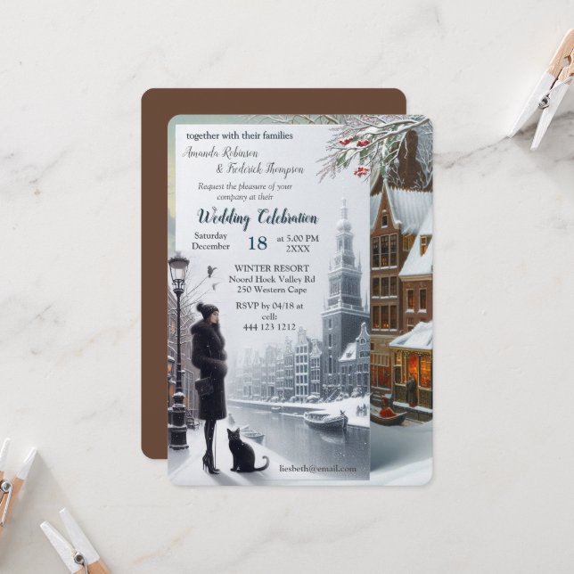 Winterfeste in Amsterdam Einladung (Vorderseite/Rückseite Beispiel)