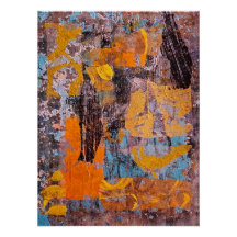 Winterfeuer, Collage, Gel Print Abstrakt
