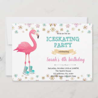Winterflamingo Eis Skaten Party Einladung
