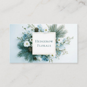 Winterflorales Weiß und Blau Kiefernzapfen Goldrah Visitenkarte