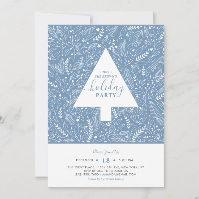 Winterfolie | Einladung zur Blue Holiday Party (Vorderseite)