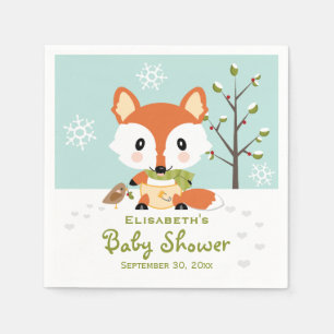 WinterFox in der Windel-Babyparty Serviette