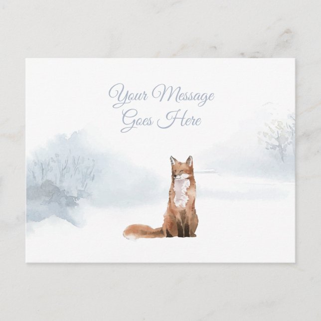 Winterfox Weihnachtsfeiertage Elegante Einfach Feiertagspostkarte (Vorderseite)
