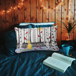 Winterfreude - Katze mit den Kardinälen von Schal- Lendenkissen