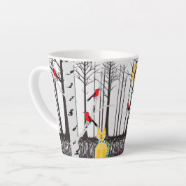Winterfreude - Katze mit den Kardinälen von Schal- Milchtasse