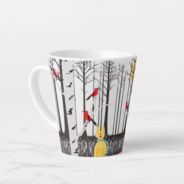 Winterfreude - Katze mit den Kardinälen von Schal- Milchtasse (Linke Ecke)