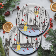 Winterfreude - Katze mit den Kardinälen von Schal-