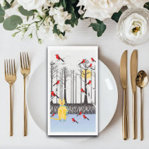 Winterfreude - Katze mit den Kardinälen von Schal-