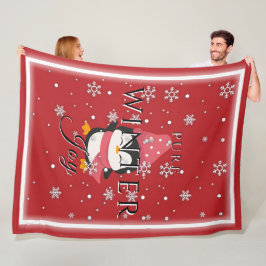 Winterfreude pur mit Pinguin und Schneeflocke Fleecedecke