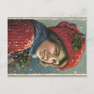 Winterfreuden 1917 Lithografie einer Frau Postkarte