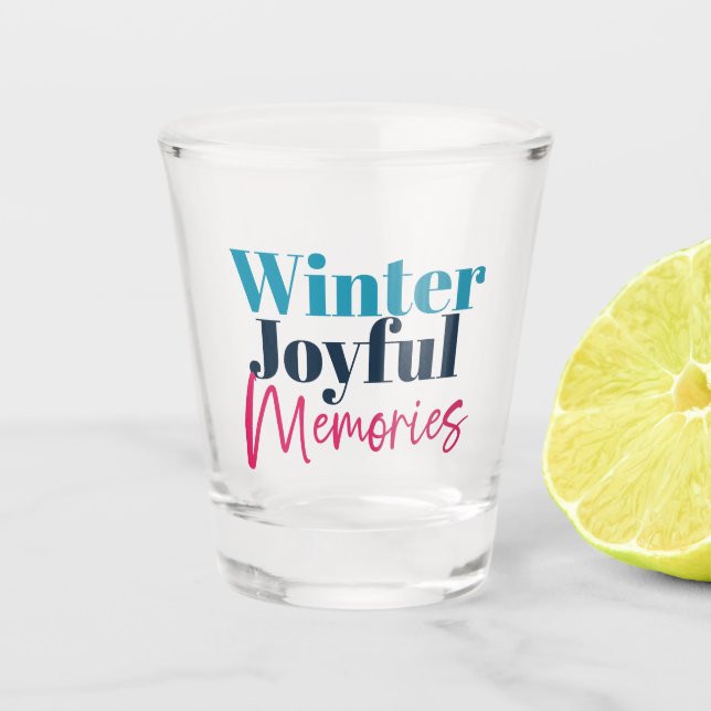 Winterfreudige Erinnerungen: Festliche Urlaubskizz Schnapsglas (Vorderseite)