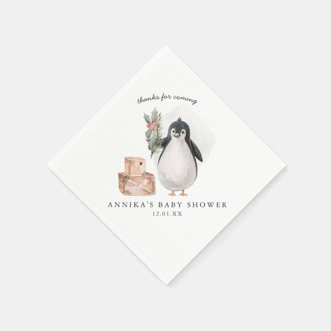 Winterfreunde | Pinguine und Polarbären Serviette (Ecke)