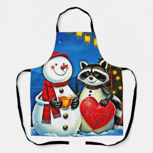 Winterfreunde: Schneemann & Waschbär Freude Design Schürze